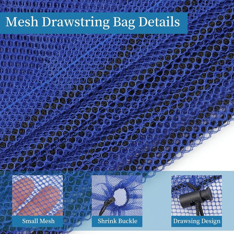 Coidea 6 Pcs Mesh Bags Drawstring, 14x17 Inch with Lock, Multipurpose Storage Bags for Gym, Balls, Beach, Laundry (Blue) - Image 3